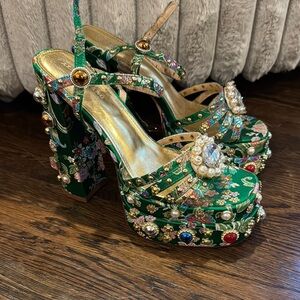 Azalea Wang Embellished Green Platform Heels